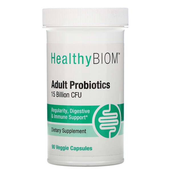 HealthyBiom, Adult Probiotics, 15 Billion CFU, 90 Veggie Capsules