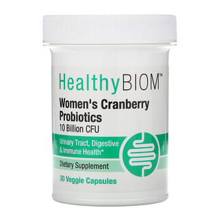 HealthyBiom, Probióticos con arándano rojo para mujeres, 10.000 millones de UFC, 30 cápsulas vegetales