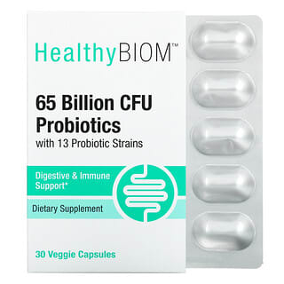 HealthyBiom, Probiotiques à 65 milliards d'UFC, 30 capsules végétariennes