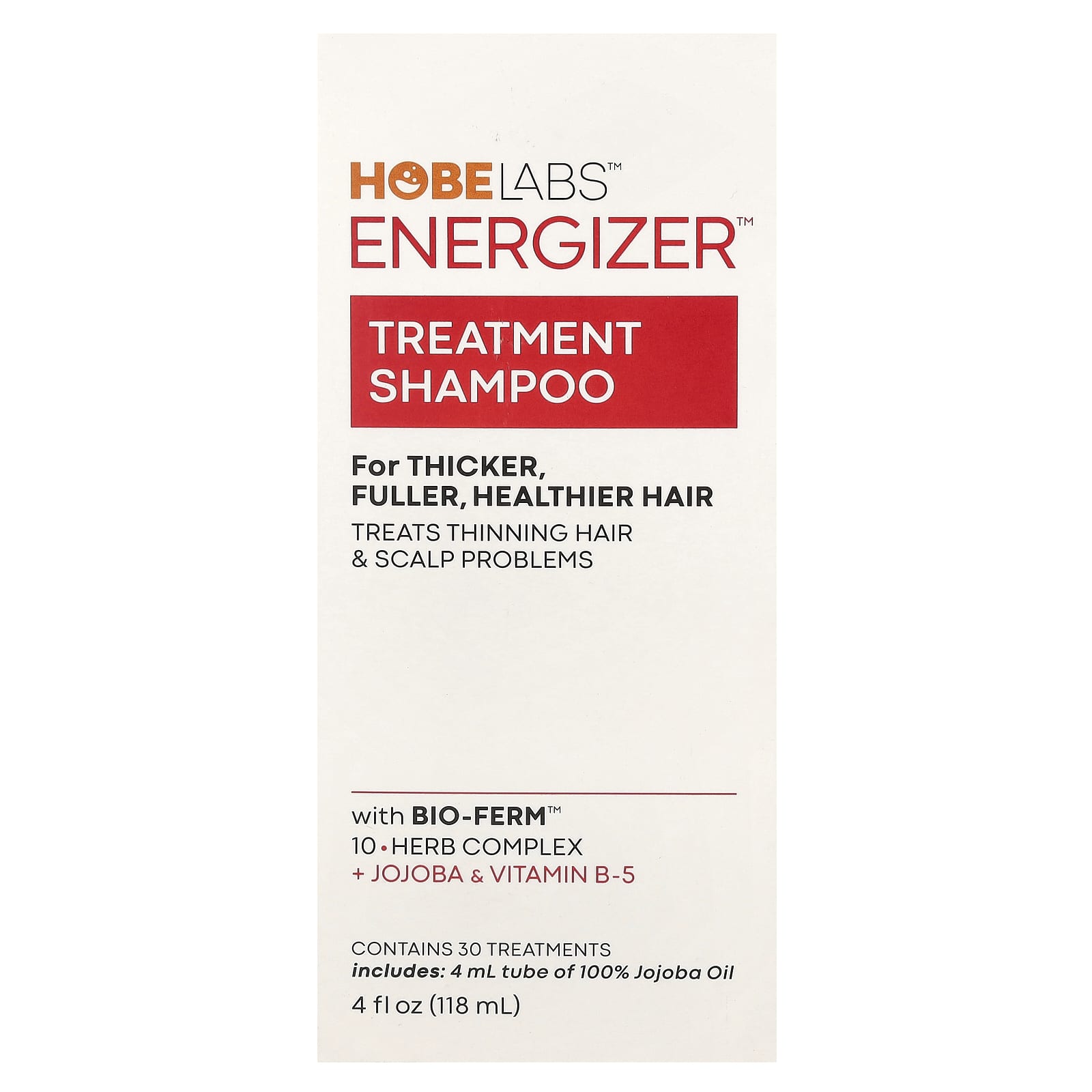 Hobe Labs, Energizer, Treatment Shampoo, For Thicker, Fuller, Healthier