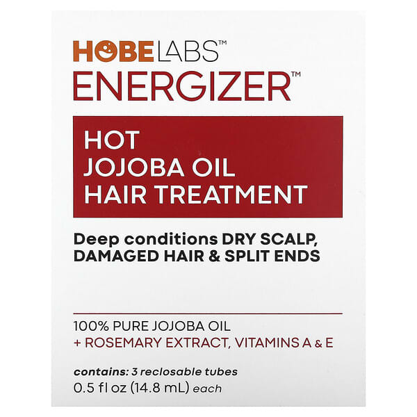Hobe Labs, Energizer，熱荷荷巴油頭髮護理配方，3 條可再密封管，每條 0.5 液量盎司（14.8 毫升）