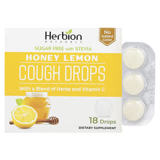 Herbion Naturals, Naturals, Cough Drops, Hustenbonbons, zuckerfrei, Honig-Zitrone, 18 Tropfen