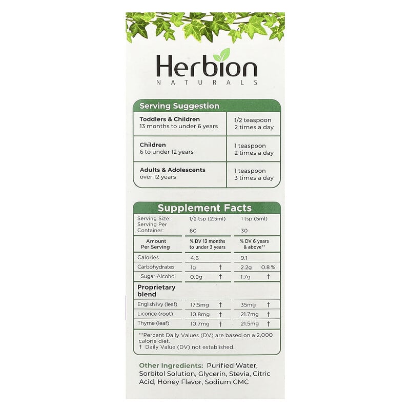 Naturals, Efeublatt-Hustensaft mit Thymian und Lakritz, zuckerfrei, 150 ml  (5 fl. oz.)