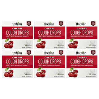 Herbion Naturals, Cough Drops, Cherry, 6 Packs, 18 Drops Each