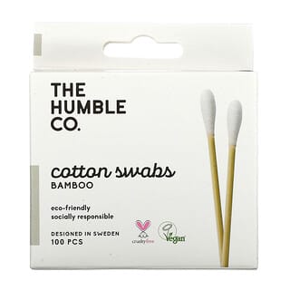 The Humble Co., Hisopos de algodón de bambú, blancos, 100 hisopos