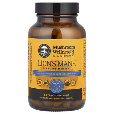 Herb Pharm, Mushroom Wellness™, Reishi and Hericium Blend, 90 Vegetarian Capsules