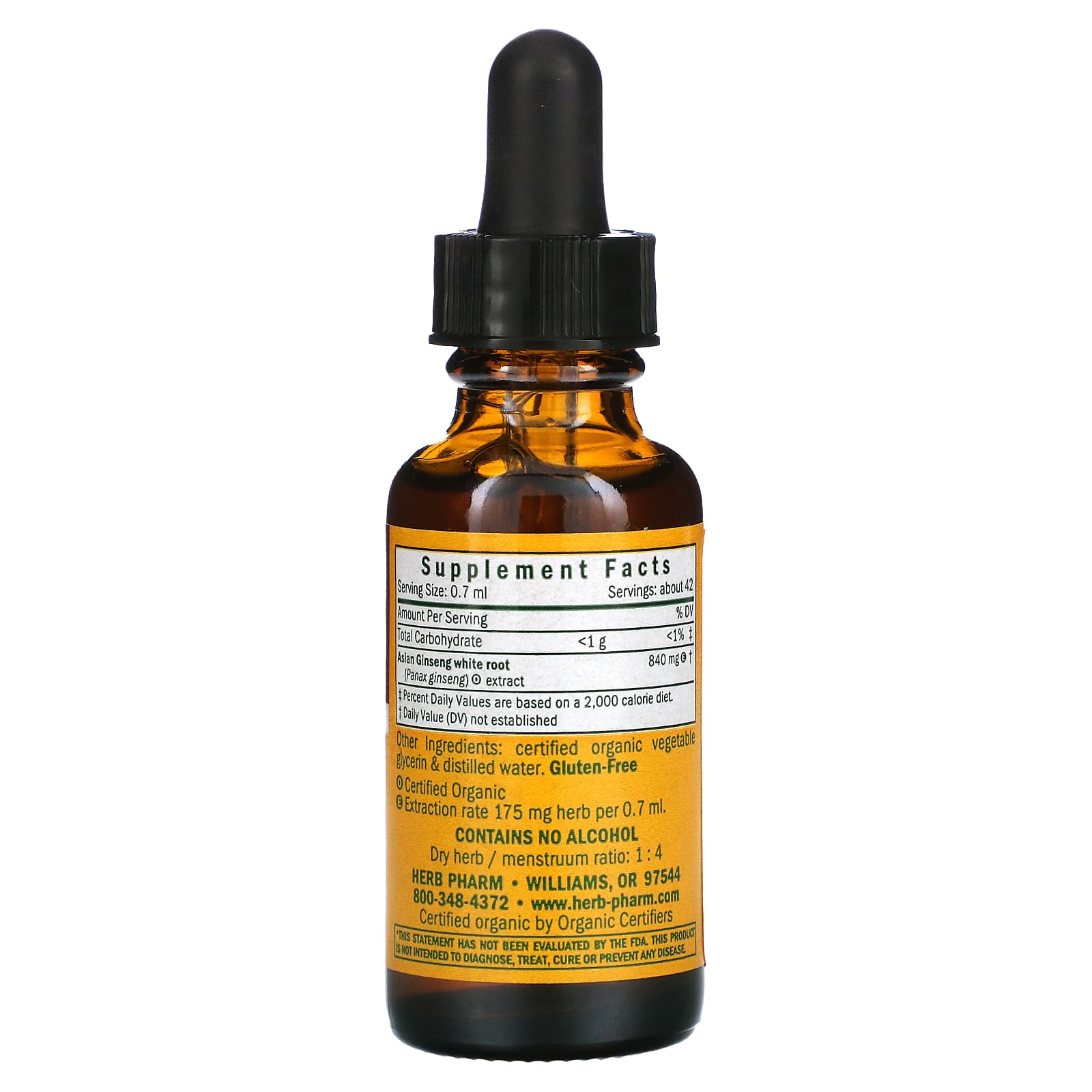 Herb Pharm, Asian Ginseng, AlcoholFree, 1 fl oz (30 ml)