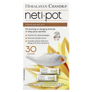 Himalayan Chandra, Neti Pot en porcelaine avec sachets sel Neti, 2,16 g