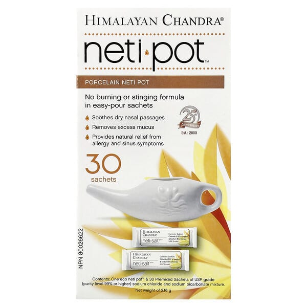 Himalayan Chandra, 配有洗鼻鹽袋的陶瓷洗鼻壺，2.16 克