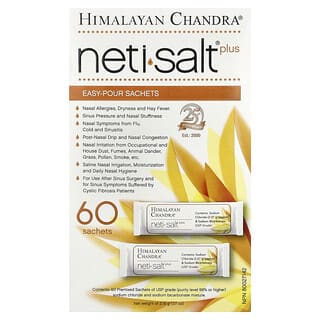Himalayan Chandra, Neti Salt Plus, Sachets faciles à verser, 60 sachets, 2,16 g