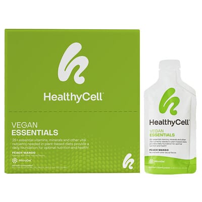 HealthyCell, Vegan Essential Nutrients, Peach Mango Flavor, 30 Gel Packets, 0.84 fl oz (25 ml) Each