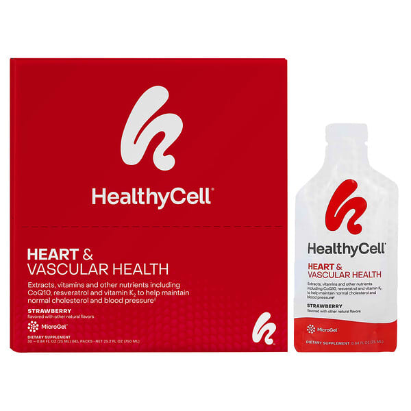 HealthyCell Heart & Vascular Health, Strawberry, 30 Gel Packs, 0.84 fl oz (25 ml) Each