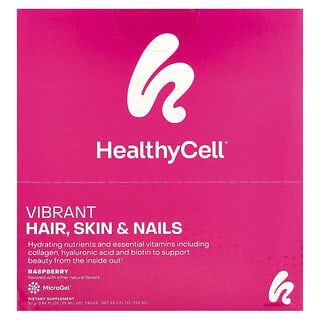 HealthyCell, 생기 있는 모발, 피부, 손발톱, 라즈베리, 젤 팩 30개, 개당 25ml(0.84fl oz)