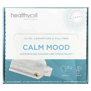 HealthyCell, Calm Mood, Sabor natural a bayas y limón, 30 sobres de gel, 25 ml (0,85 oz. líq.) cada uno