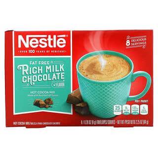 Nestle Hot Cocoa Mix, Chocolate con leche intenso sin grasa, 8 sobres, 8 g (0,28 oz) cada uno