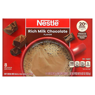 Nestle Hot Cocoa Mix, Mélange de cacao chaud, Chocolat au lait riche, 8 enveloppes, 24,2 g