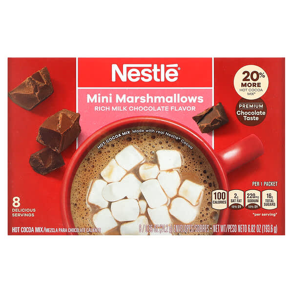 Nestle Hot Cocoa Mix, ミニマシュマロ、濃厚ミルクチョコレート、8袋