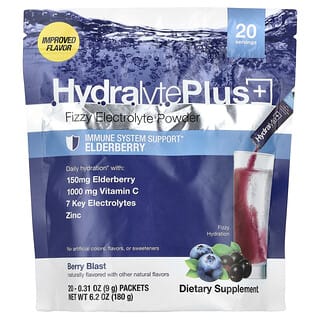 Hydralyte Plus+‎, אבקת אלקטרוליטים תוססים, Berry Blast‏, 20 שקיקים, 9 גרם (0.31 אונקיות) ליחידה