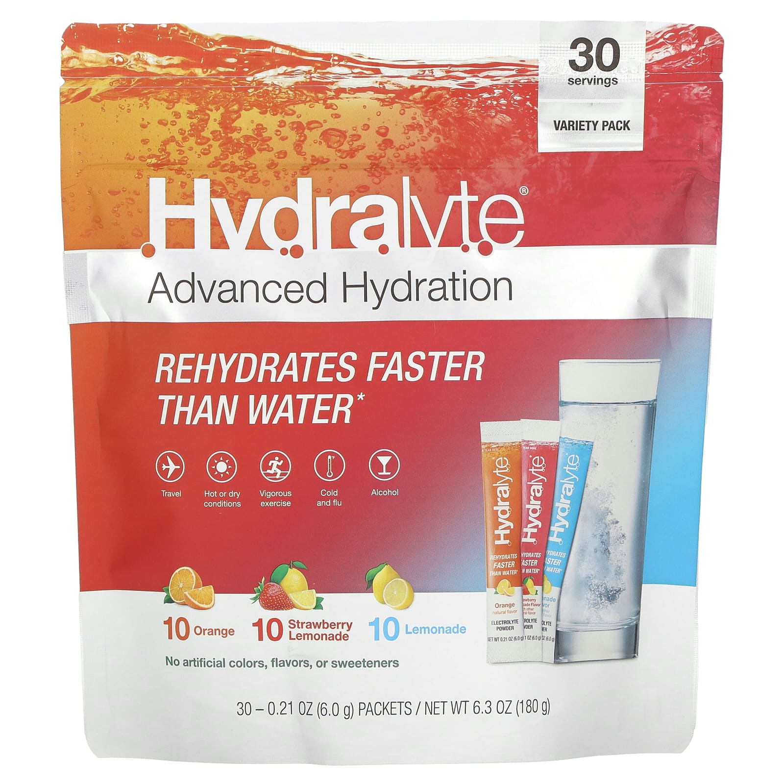 Hydralyte, Advanced Hydration, Variety Pack, Orange, Strawberry