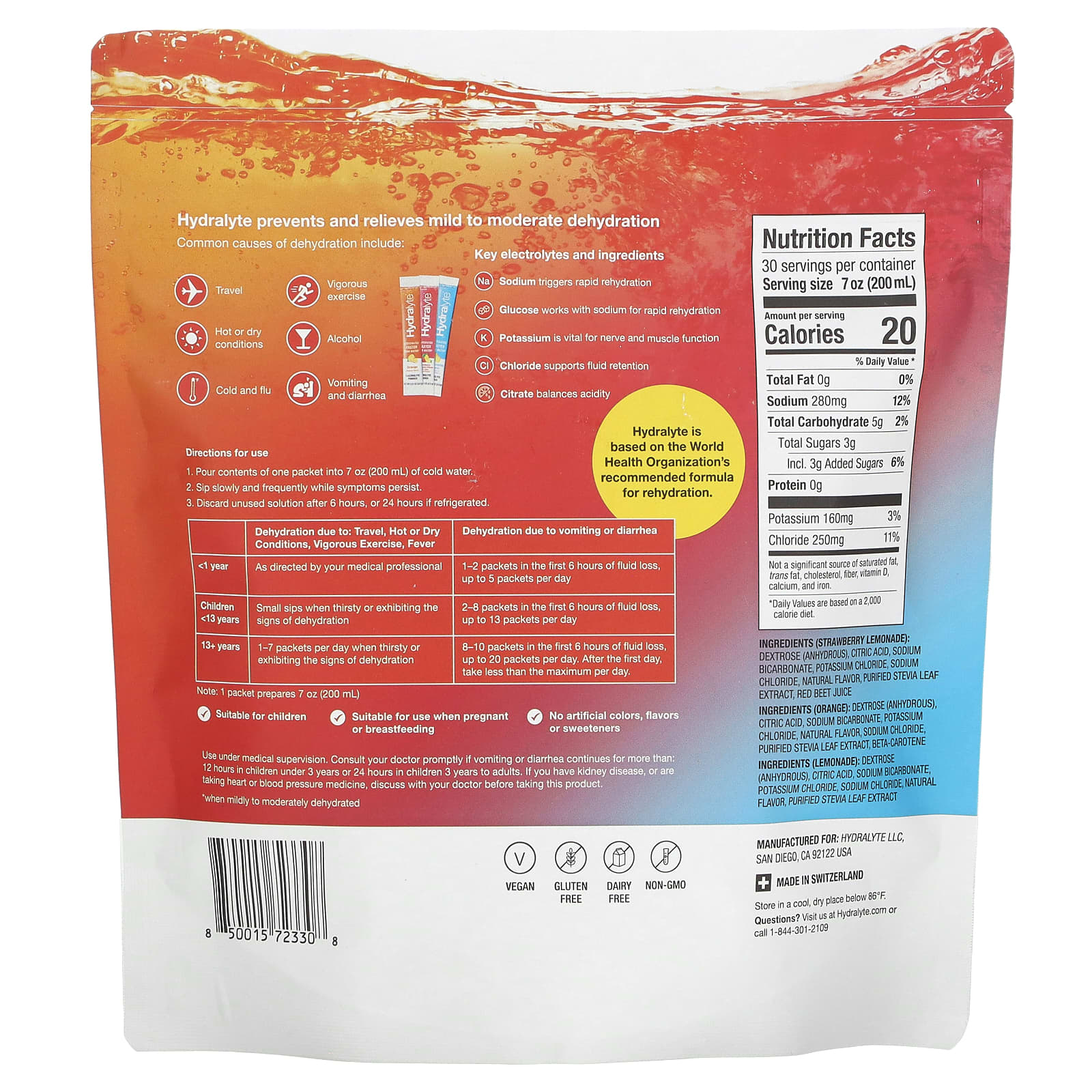 Hydralyte, Advanced Hydration, Variety Pack, Orange, Strawberry