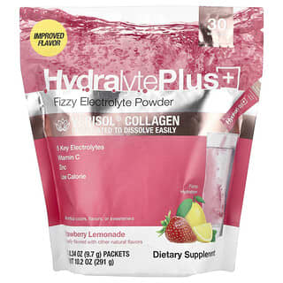 Hydralyte, Verisol Collagen, Fizzy Electrolyte Powder, Strawberry Lemonade, 30 Packets, 0.34 oz (9.7 g) Each