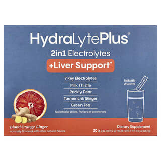 Hydralyte Plus+, Fizzy Electrolyte Powder, Blood Orange Ginger, 20 Packets, 0.32 oz (9 g) Each