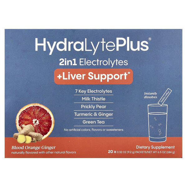Plus® +Liver Support, Blood Orange Ginger, 20 Packets, 0.32 oz (9.2 g) Each