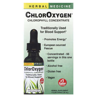 هربس إنك.‏, ChlorOxygen®، كلوروفيل مركز، خالٍ من الكحول، 1 أونصة سائلة (30 مل)