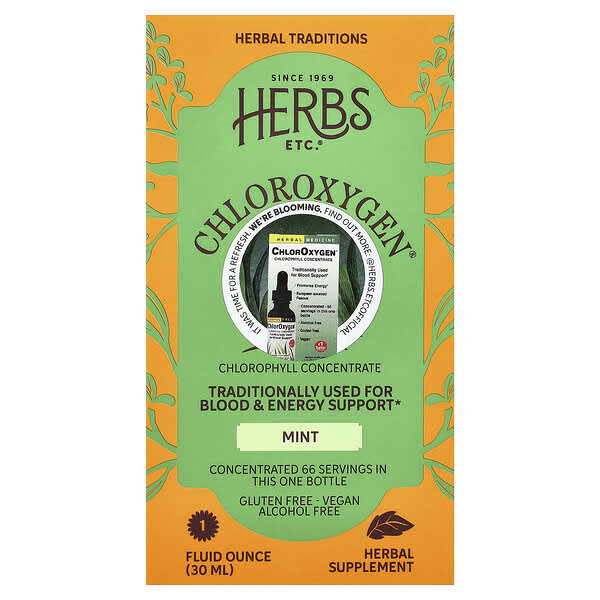 Herbs Etc., ChlorOxygen®, 엽록소 농축물, 알코올 무함유, 민트, 30ml(1fl oz)