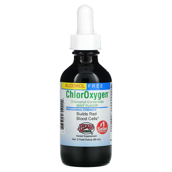 Herbs Etc., ChlorOxygen（クロロオキシジェン）、濃縮クロロフィル、アルコールフリー、ミント味、59ml（2液量オンス）