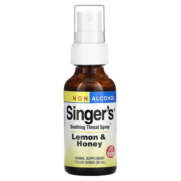 Herbs Etc., Singer's Soothing Throat Spray, Non Alcohol, Lemon & Honey, 1 fl oz (30 ml)