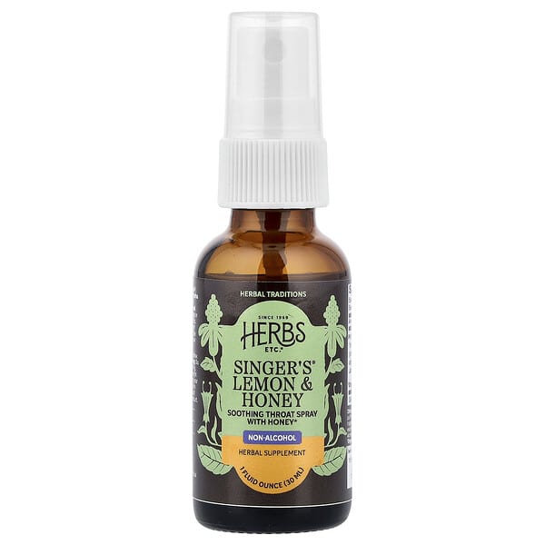 Herbs Etc., Singer's®, Non Alkohol, Lemon & Madu, 30 ml (1 ons cairan)