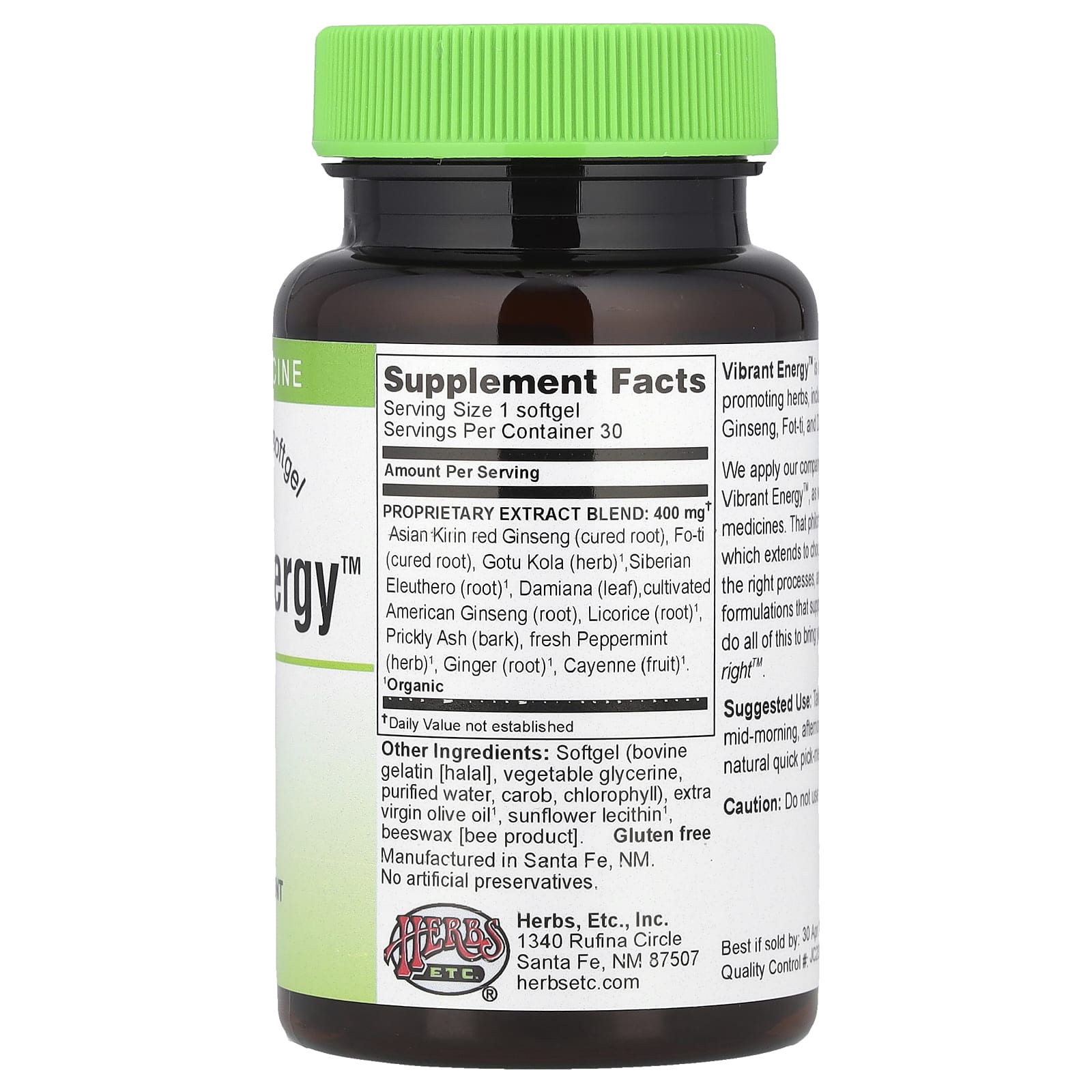 Herbs Etc., Vibrant Energy™, 30 Softgels