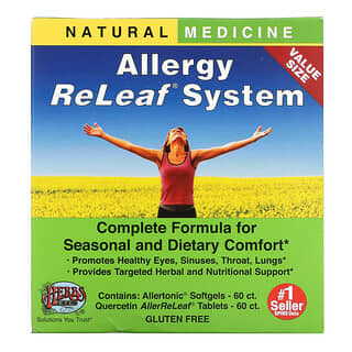 Herbs Etc., Allergy ReLeaf System, средство для облегчения симптомов аллергии, 2 флакона, 60 мягких капсул/60 таблеток