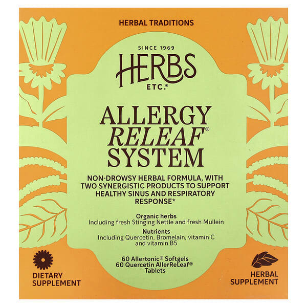 Herbs Etc., Allergy ReLeaf® System, 2 Bottles, 60 Softgels/60 Tablets — product photo 1