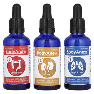 MediNatura, BodyAnew，順勢療法清潔/排毒，3瓶，1.69液體盎司（50毫升）每瓶
