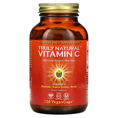 HealthForce Superfoods, Natural Vitamin C, 120 Vegan Capsules (46.75 mg per capsule)