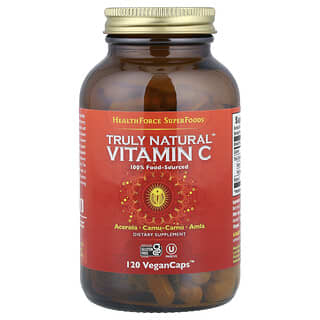 HealthForce Superfoods, Truly Natural Vitamin C, wirklich natürliches Vitamin C, 120 vegane Kapseln (46,75 mg pro Kapsel)
