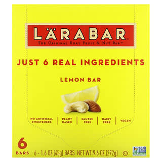 Larabar, The Original Real Fruit & Nut Bar, Lemon, 6 Bars, 1.6 oz (45 g) Each