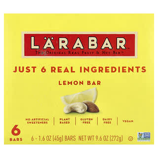 Larabar, The Original Real Fruit & Nut Bar, лимон, 6 батончиков, по 45 г (1,6 унции)