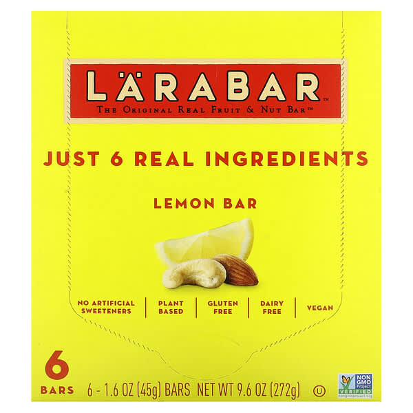 Larabar, Original Real Fruit & Nut 代餐棒，檸檬味，6 根，每根 1.6 盎司（45 克）