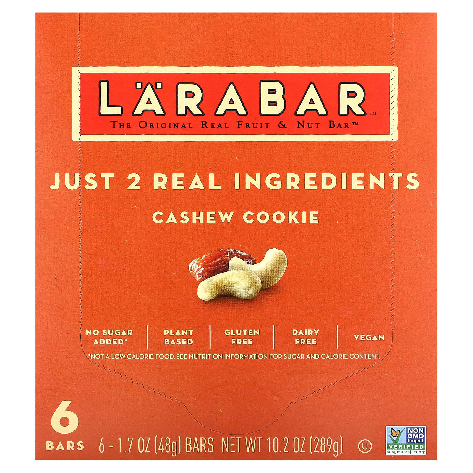 Larabar, The Original Real Fruit & Nut Bar, Cashew Cookie, 6 Bars, 1.7