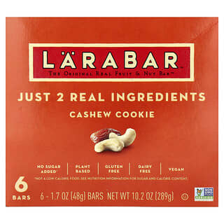 Larabar, The Original Real Fruit & Nut Bar, печенье с кешью, 6 батончиков, 48 г (1,7 унции)