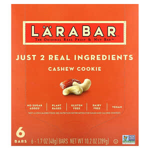 Larabar, The Original Real Fruit & Nut Bar, Cashew Cookie, 6 Bars, 1.7 oz (48 g) Each