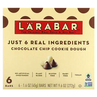 Larabar, The Original Real Fruit & Nut Bar, Chocolate Chip Cookie Dough, 6 Bars, 1.6 oz (45 g)
