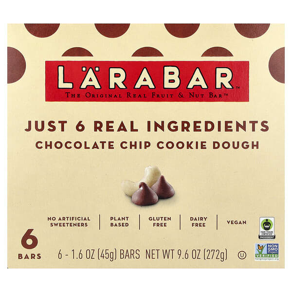 Larabar, 水果和堅果棒™，巧克力碎曲奇面團，6 根，每根 1.6 盎司（45 克）