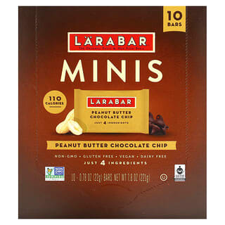 Larabar, Minis, Mantequilla de maní y chips de chocolate, 10 barras, 22 g (0,78 oz) cada una