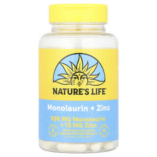 Nature's Life, Monolaurin + Zinco, 90 Cápsulas