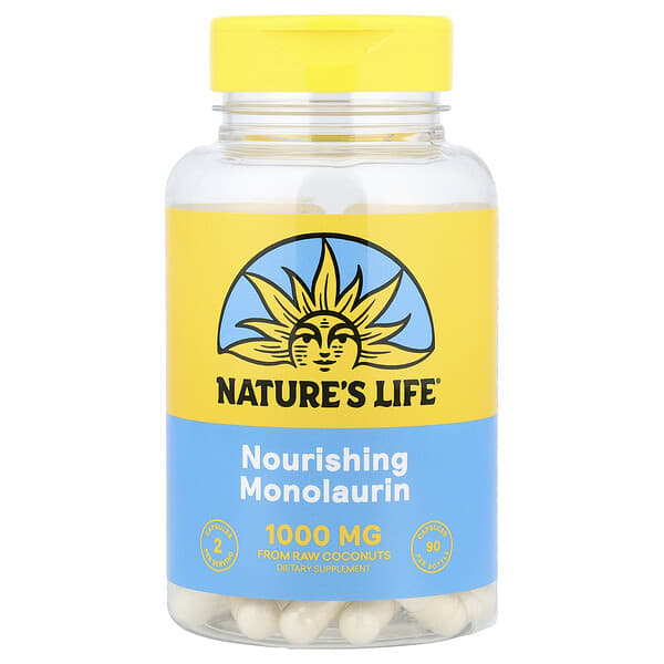 Nature's Life, 너리싱 모노라우린, 캡슐 90정(캡슐 1정당 500mg)