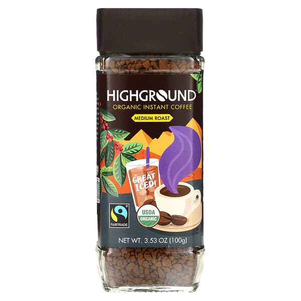 Highground Coffee‏, Organic Instant Coffee, Medium, 3.53 oz (100 g)